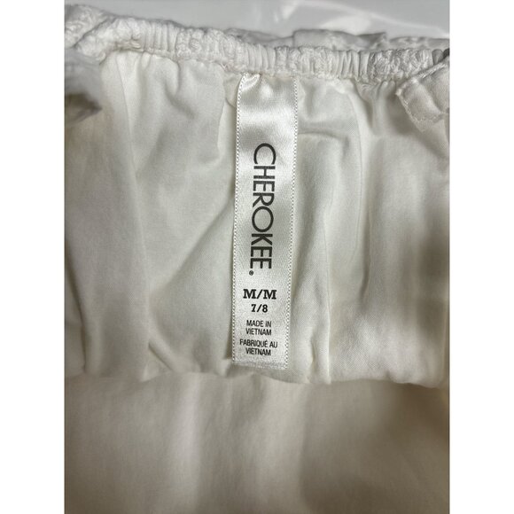 Cottage Core Cherokee Girls White Eyelet Dress M 7/8 100% Cotton Sleeveless Ruf - Picture 3 of 6